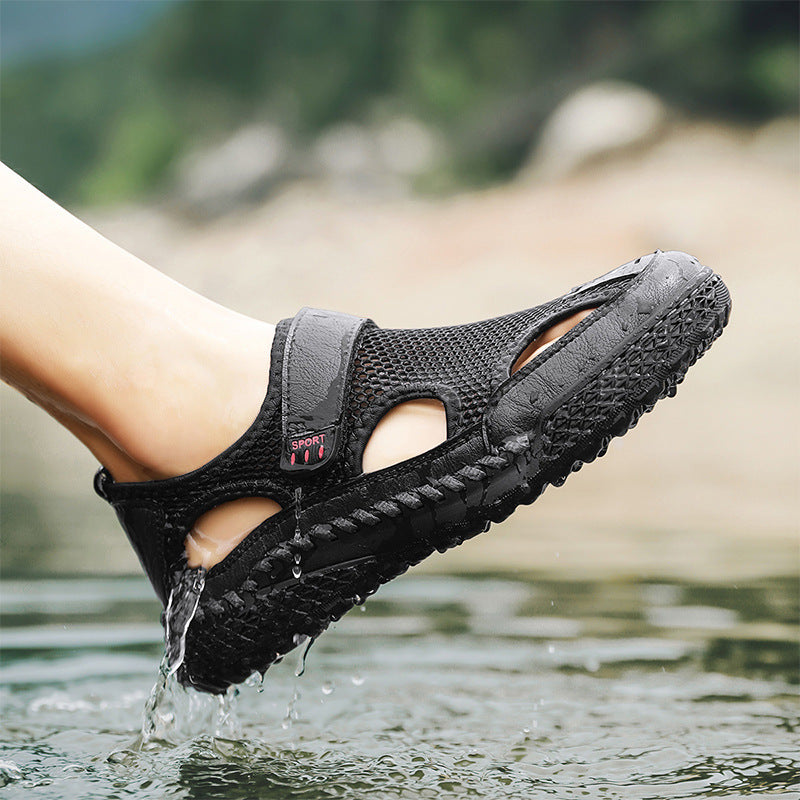 Sandales à bout fermé Chaussures de plage respirantes et polyvalentes de grande taille pour l'extérieur