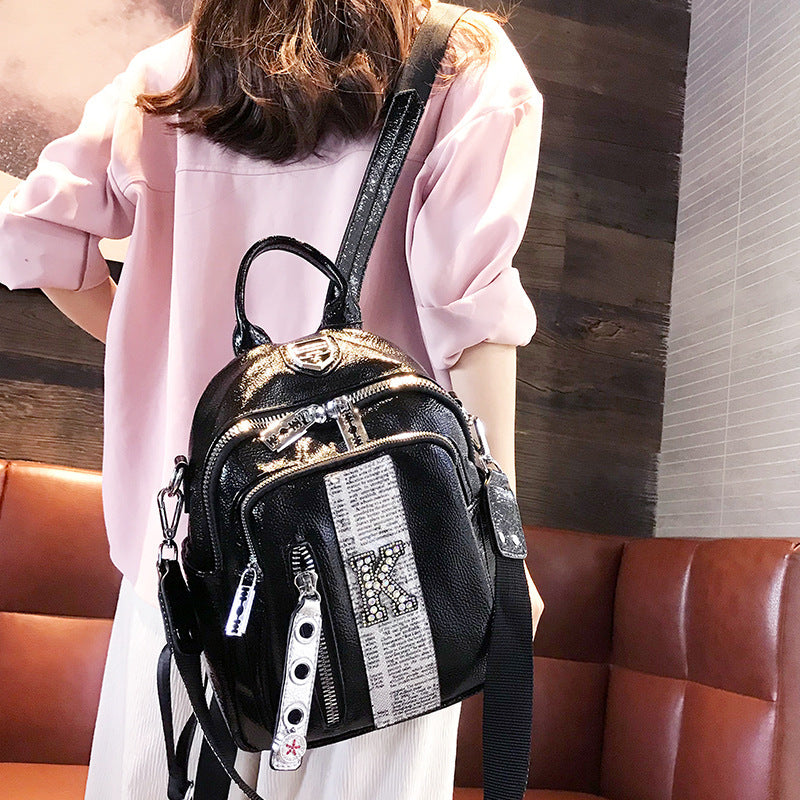 Western Fashion All-match Leather Backpack Leather Tide