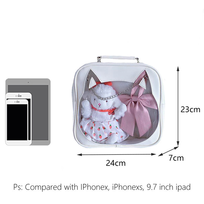 Cotton Doll Out Bag Cute Japanese Cat Transparent