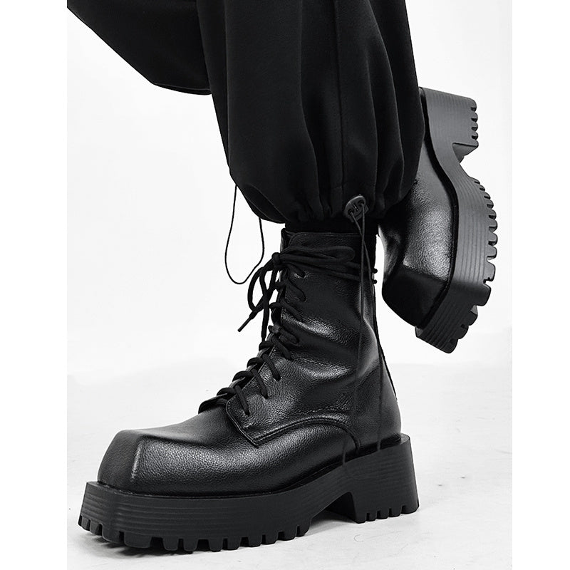 Botas Martin con plataforma y punta cuadrada de moda para hombres y mujeres