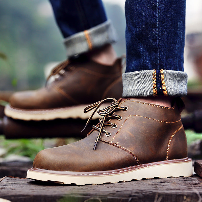 Botas de desierto retro de caña media para trabajo para hombre