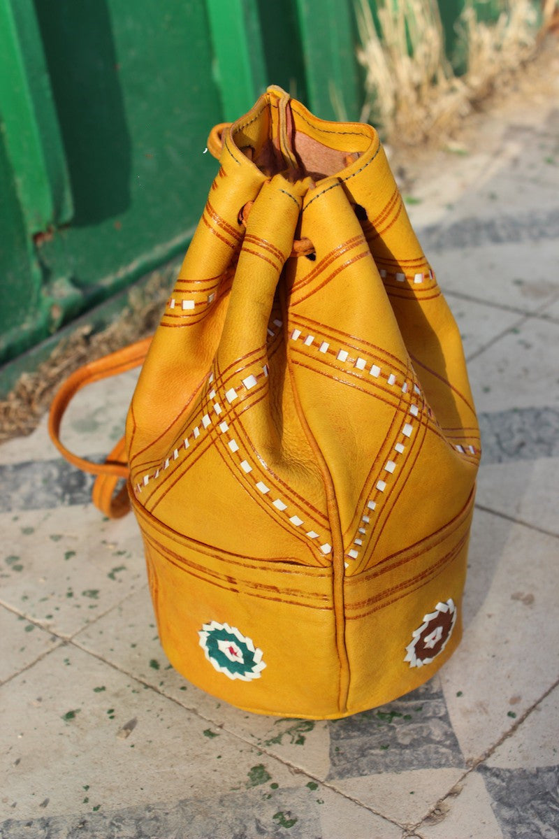 Pure Handmade Sheepskin Bucket Bag Retro Style Single Shoulder Crossbody Ethnic Style