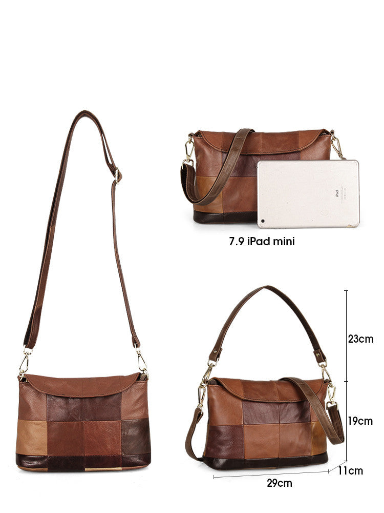 Sac messager en cuir pour femme avec couche d'orteil rétro en cuir de vachette pour femme