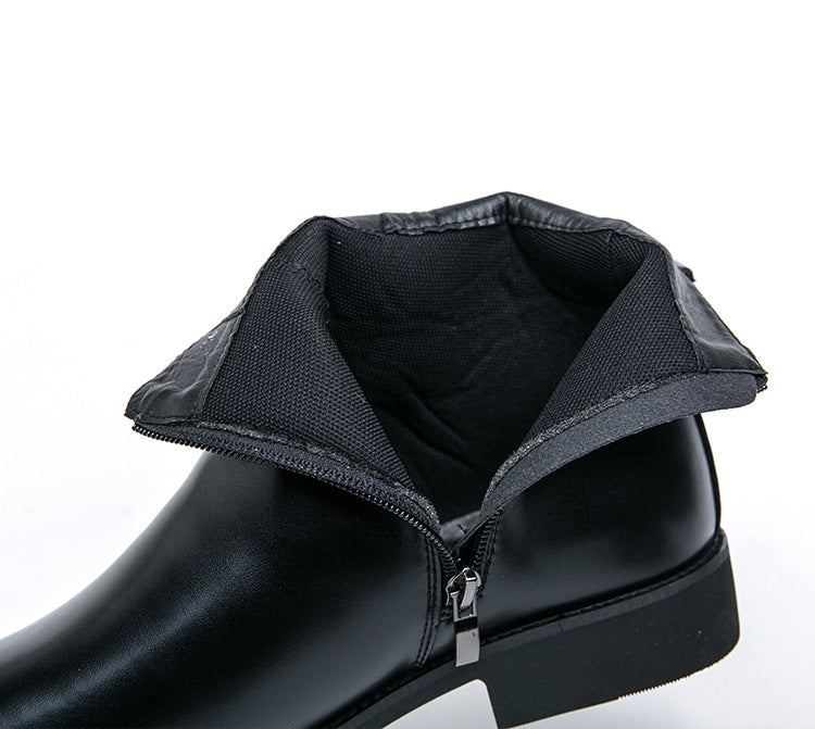 Botas Martin de caña media y cremallera lateral de cuero de estilo británico para hombre