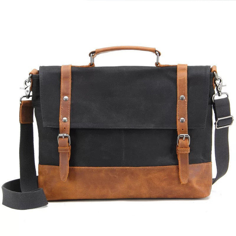 Bolso de hombro para hombre estilo retro de lona desbordante