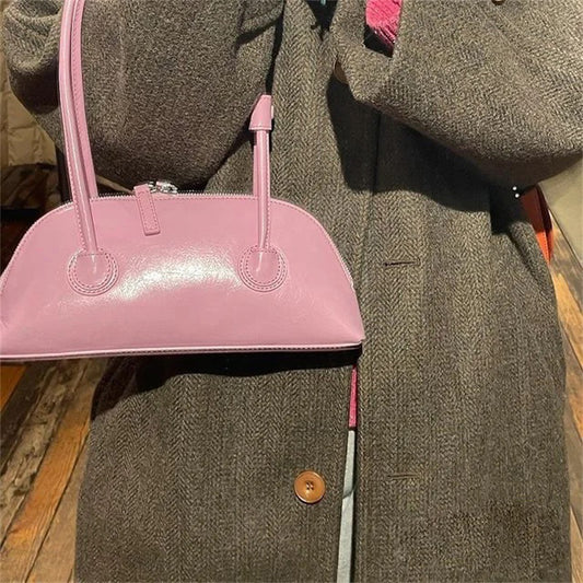 Sac de conception de niche sac d'été portable rétro en cuir ciré à l'huile sac baguette couleur bonbon une épaule sac à main cool et chaud pour fille