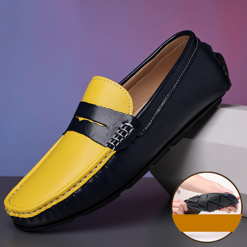 Chaussures en cuir véritable respirantes à semelle souple pour hommes