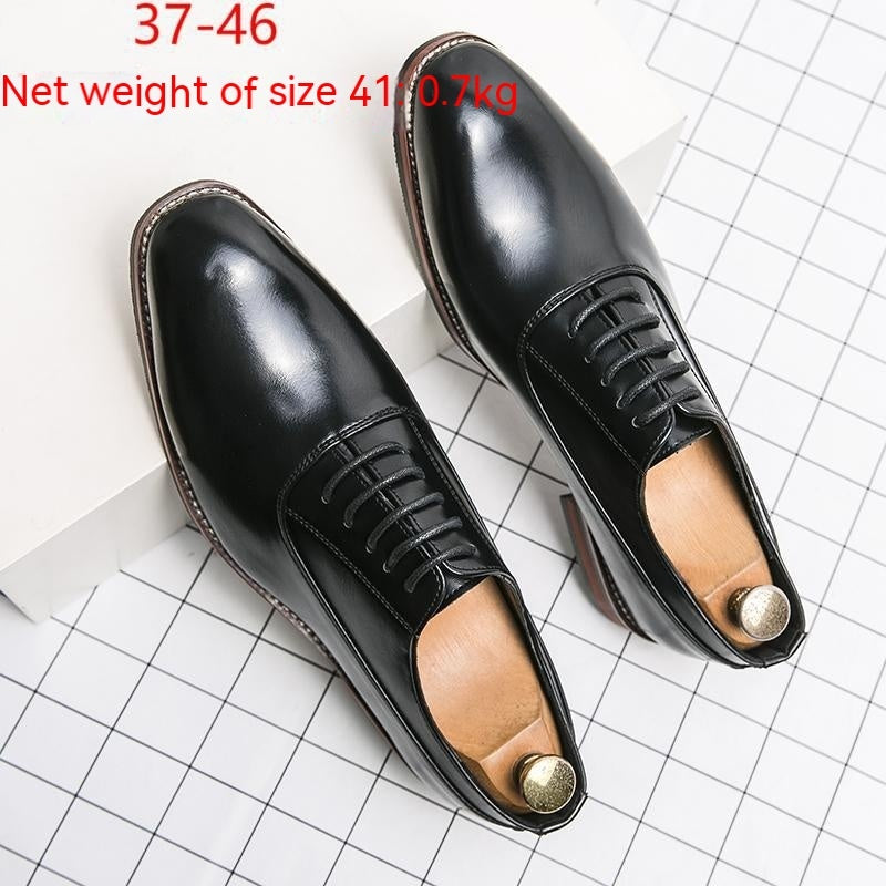 Fashion Casual Low Heel Men's Pointed Leather Shoes