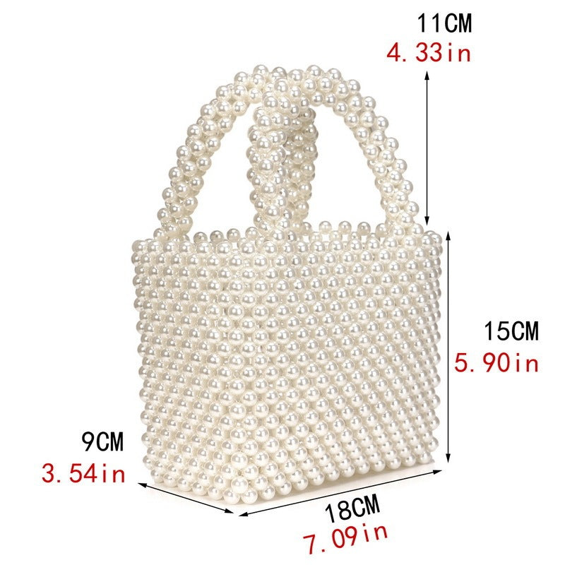 Bolso de perlas estilo europeo y americano Bolso de mano para mujer que combina con todo Bolso de perlas de moda