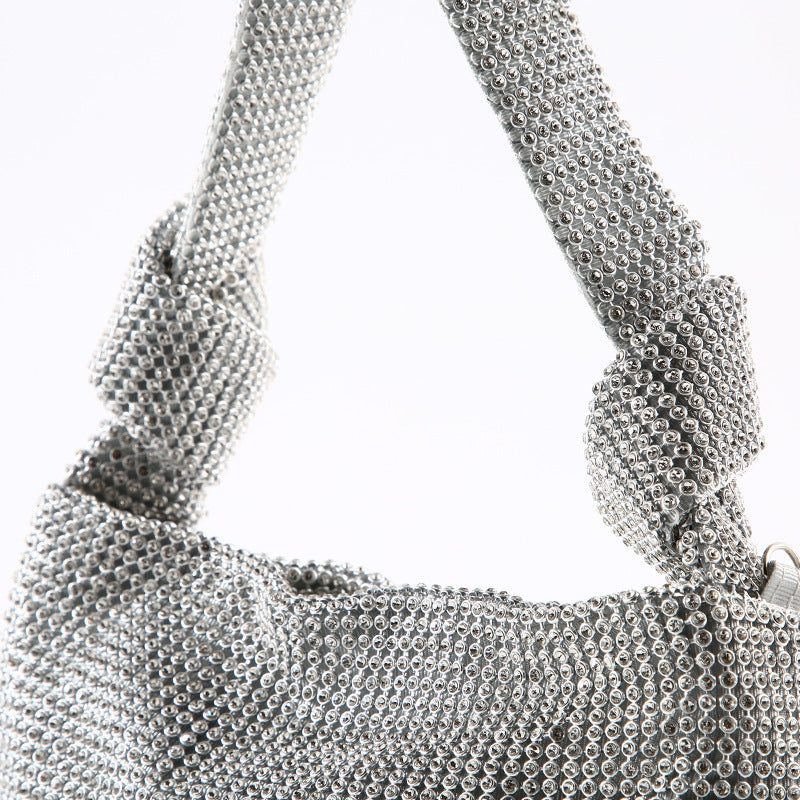 Coffret de dîner avec diamants et sac de soirée noué à la main avec strass