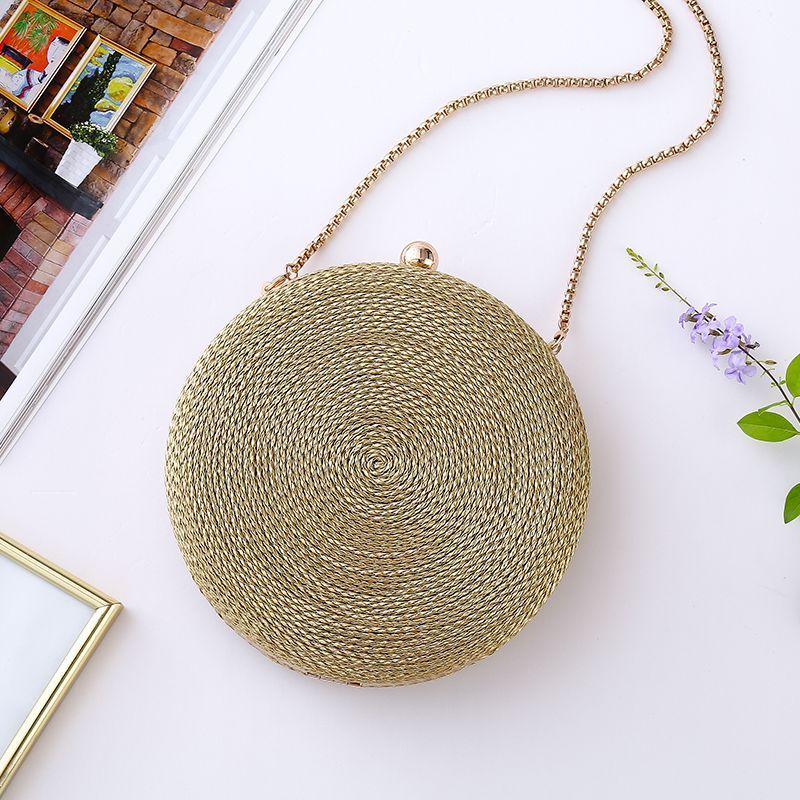 Ladies Fashion Personality PU Woven Round Bag