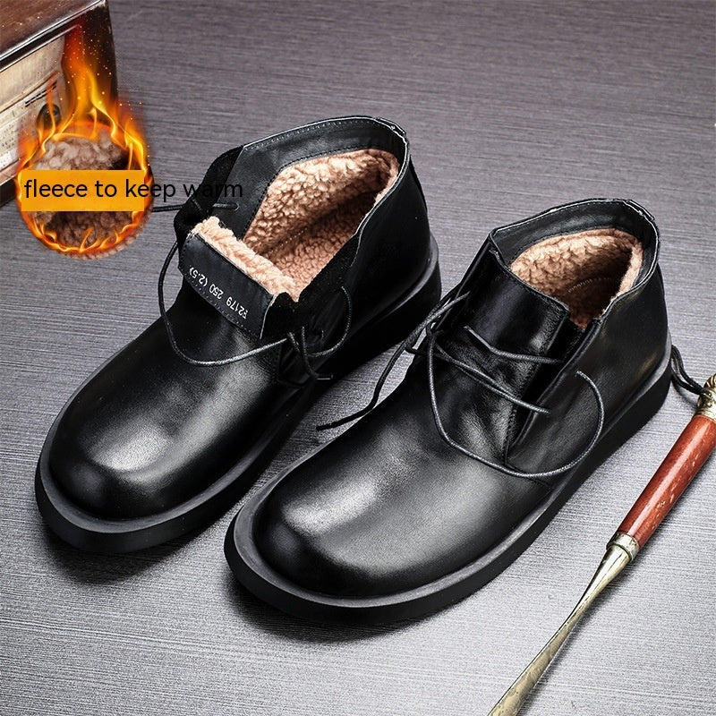 Botas Martin de cuero con cordones y suela gruesa y suela suave de caña media para hombre