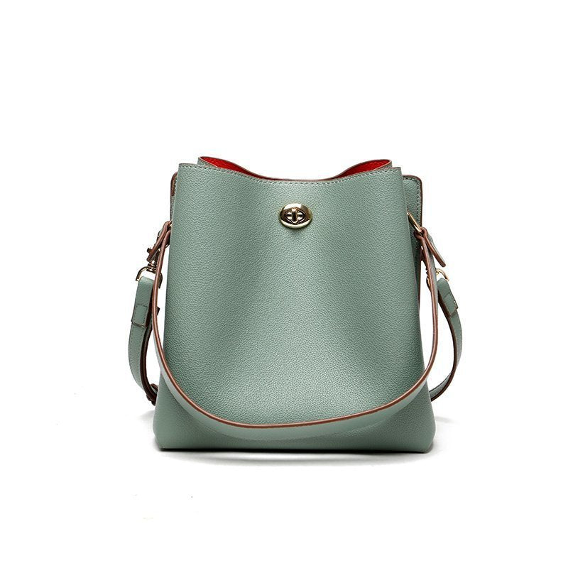 Solid Color Fashion Trend Ladies Messenger Bucket Bag