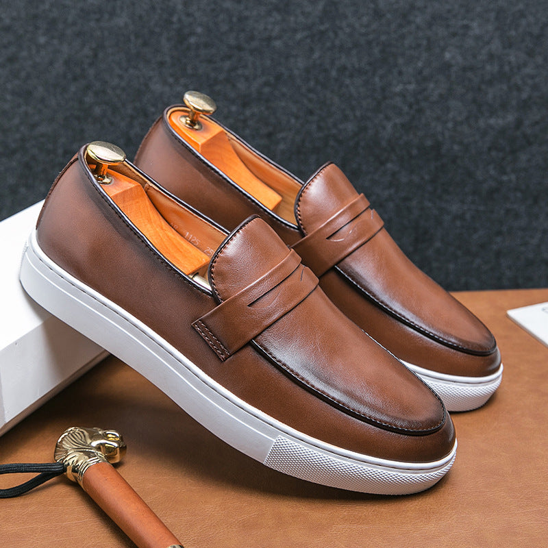 Zapatos de tabla de talla grande para hombre, zapatos casuales de cuero para negocios