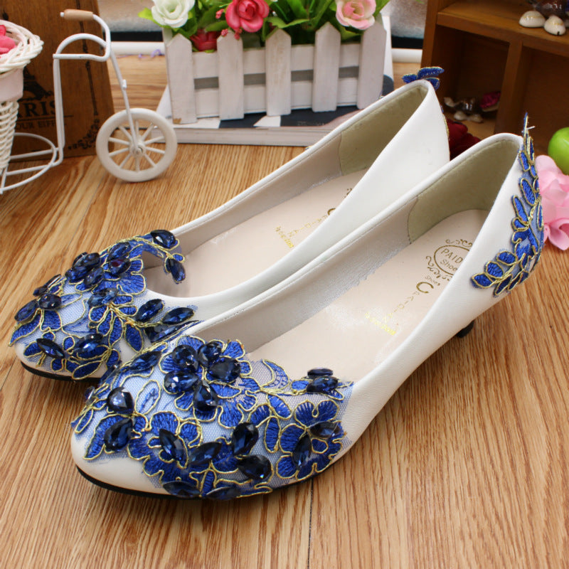 Women's Fashion Low Heel Soft Leather Wedding Bridesmaid Shoes