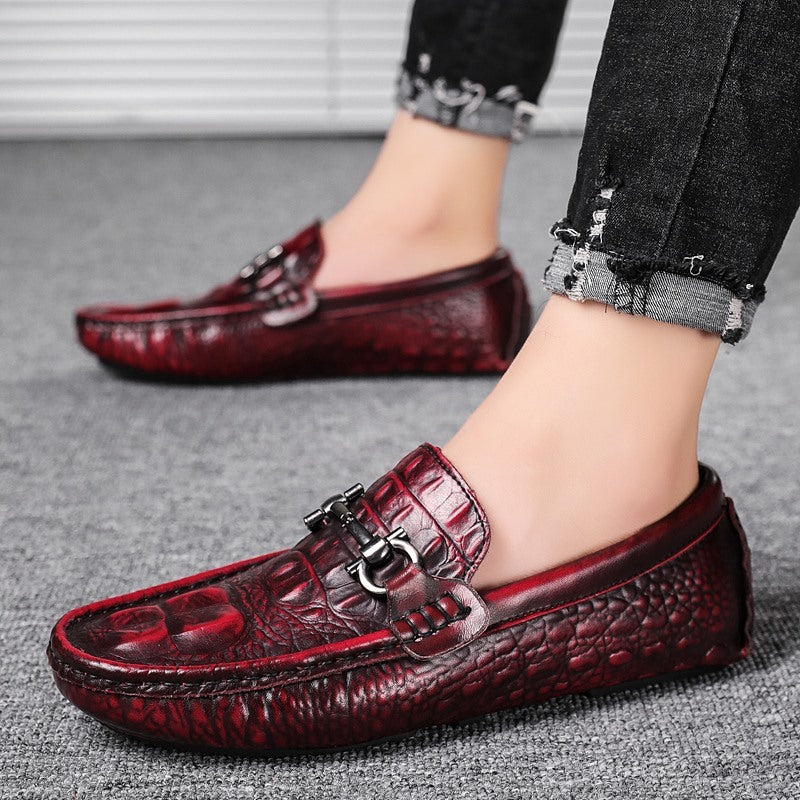 Crocodile Pattern Gommino Men's Shoes Breathable Business