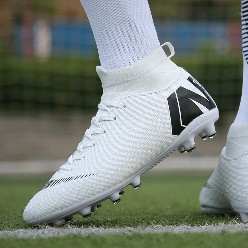 Zapatos de fútbol blancos de caña alta para hombres y mujeres