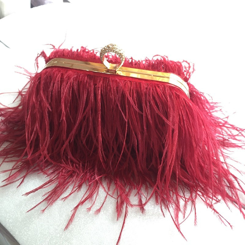 Bolso de mano con cadena para cena con plumas de marca de moda tailandesa