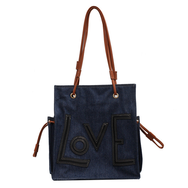 Handbag Simple Letters  One-shoulder  Bucket Bag