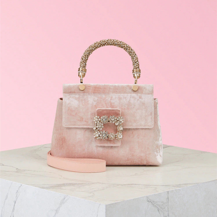 Sac fourre-tout en diamant avec fleur en strass de niche