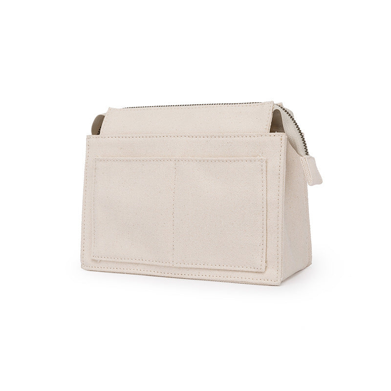 Women's Korean Style Convenient Cotton White Canvas Cosmetic Bag