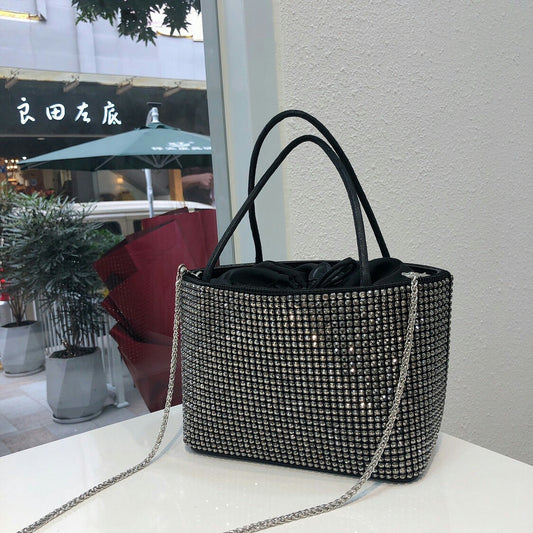 Sac messager à bandoulière simple avec tiroir en strass pour femme