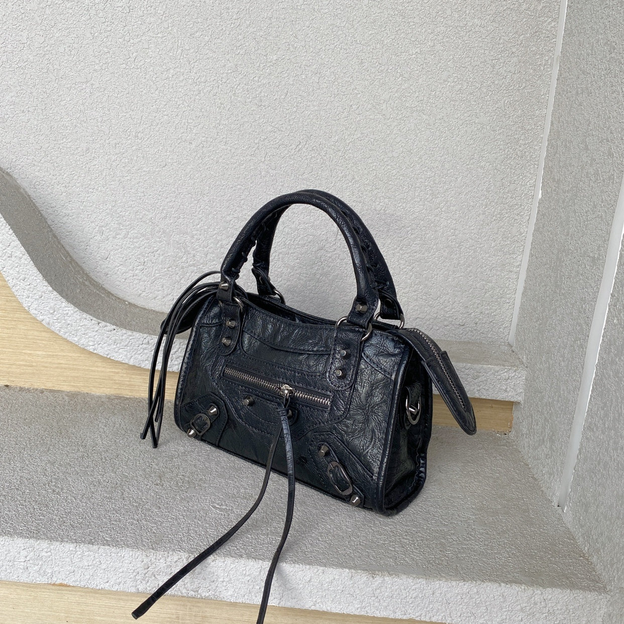 Sac messager à main vintage de haute qualité avec rivets neufs