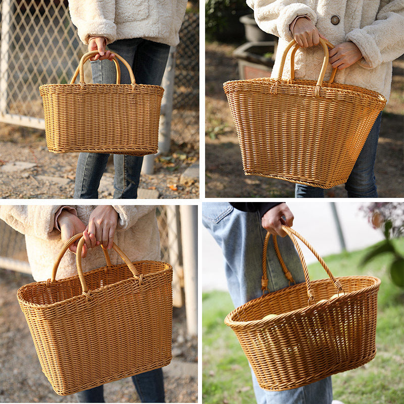 Panier à provisions Panier tissé en plastique Éventail littéraire