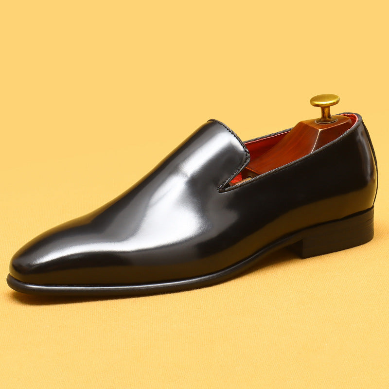 Chaussures en cuir décontractées pour hommes en cuir verni brillant pour affaires britanniques