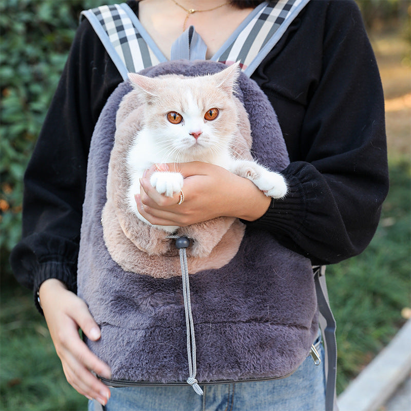 Mochila portátil de peluche para mascotas