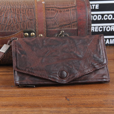 Men's Fashion Goat Leather Pleated Wallet