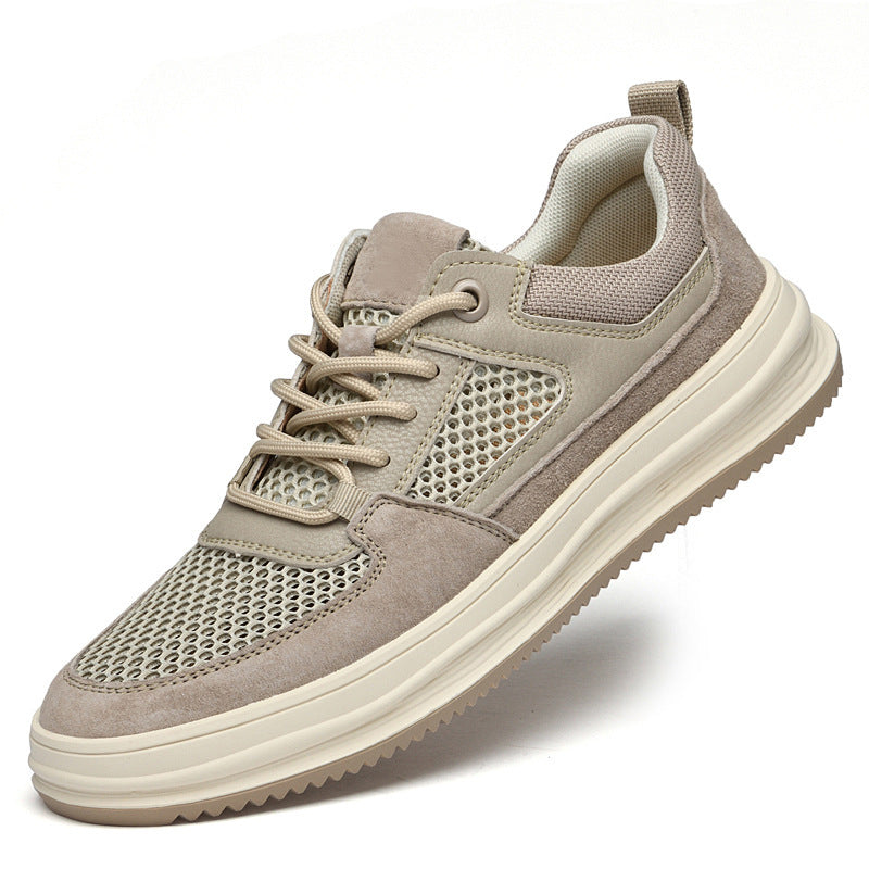 Top Layer Nubuck Plus Large Hole Mesh Breathable Korean Casual Shoes