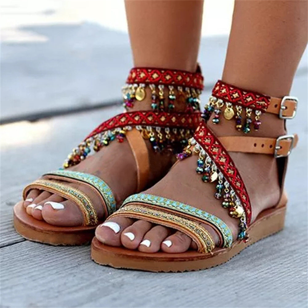 Zapatos de mujer de estilo étnico bohemio y talla grande para mujer