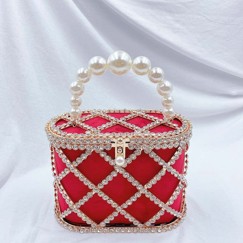 Sac à main tendance creux en forme de panier à diamants pour dîner pour femme