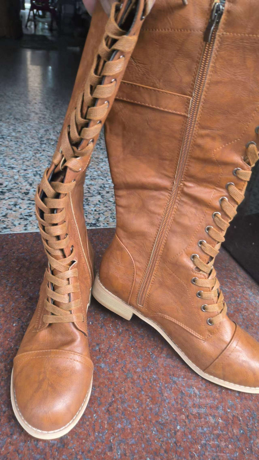 Bottes de chevalier à lanières croisées tendance pour femmes