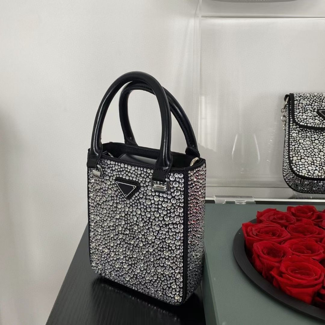 Bolso de mano de un solo hombro con diamantes de imitación de alta gama para mujer