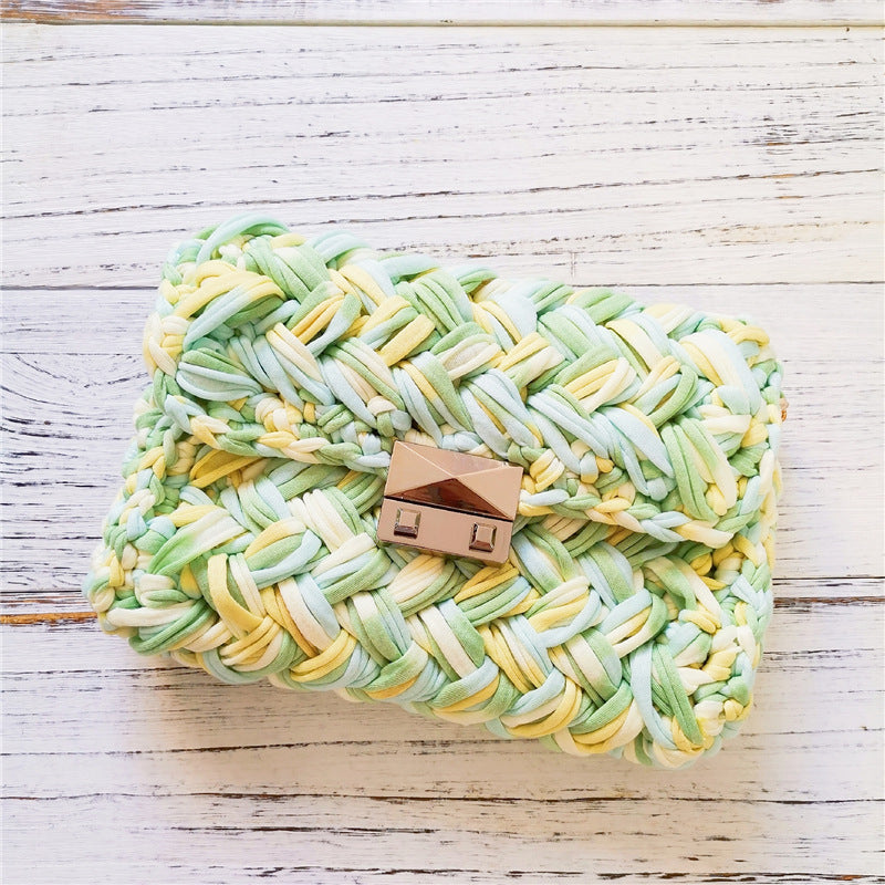 Sac à bandoulière fait main en tissu crocheté, petit sac à tricoter parfumé