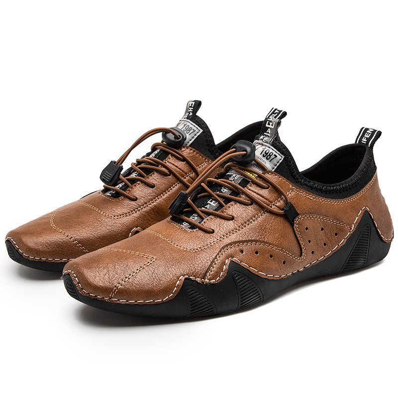 Zapatos casuales de cuero para hombre, transpirables, versátiles y de moda