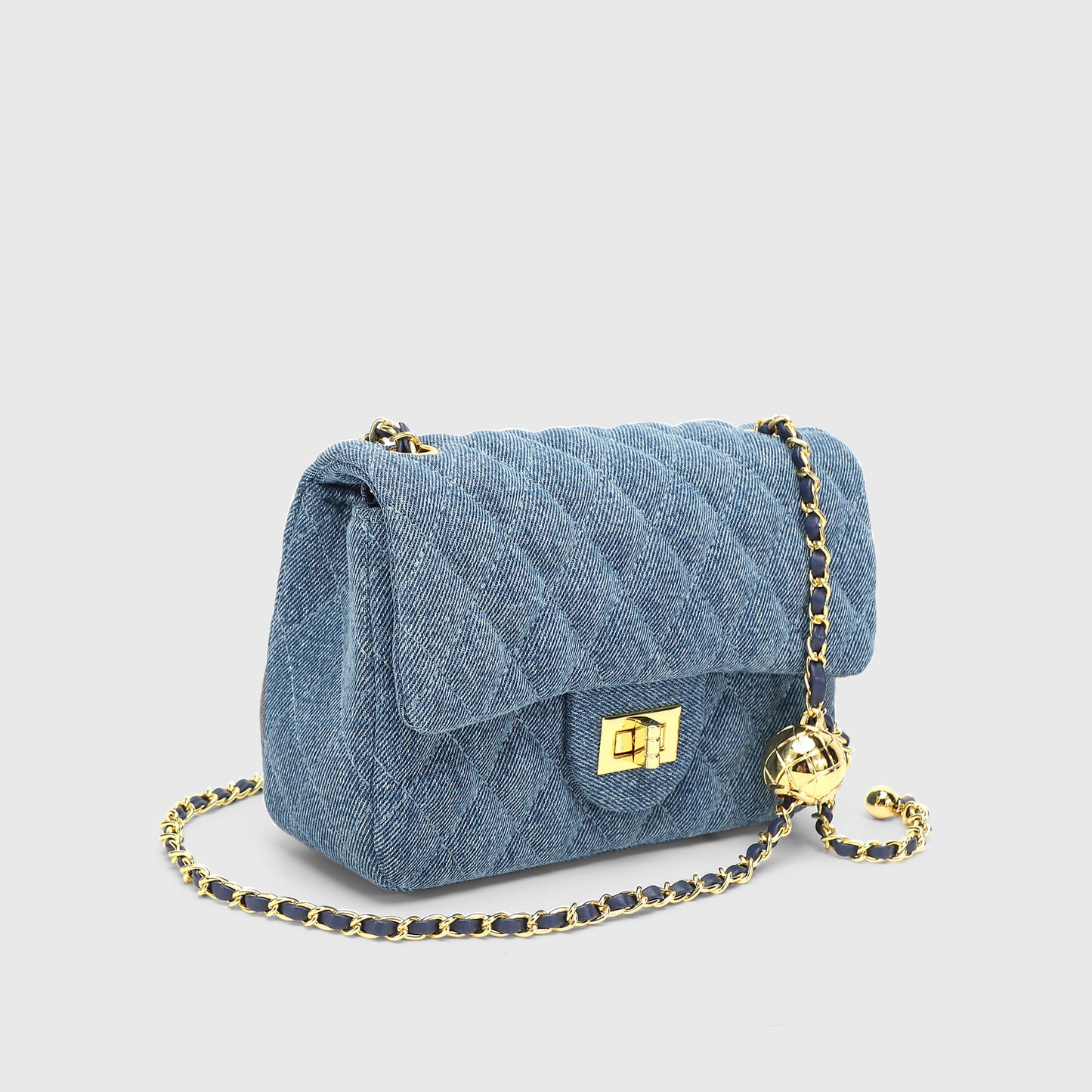 Sac à chaîne en denim doré pour femme, style étranger, messager pour les déplacements, sous les aisselles