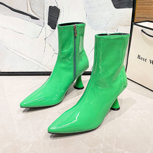 Women Boots Pointed Toe Ankle Boots Side Zipper Shoes