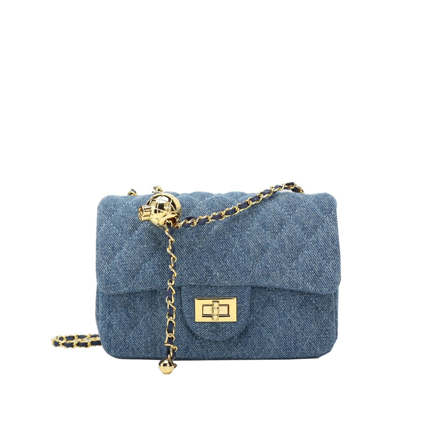 Sac à chaîne en denim doré pour femme, style étranger, messager pour les déplacements, sous les aisselles