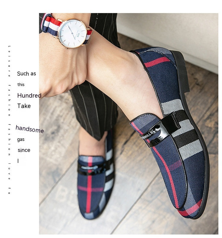 Spring Plaid British Pointed Casual Shoes