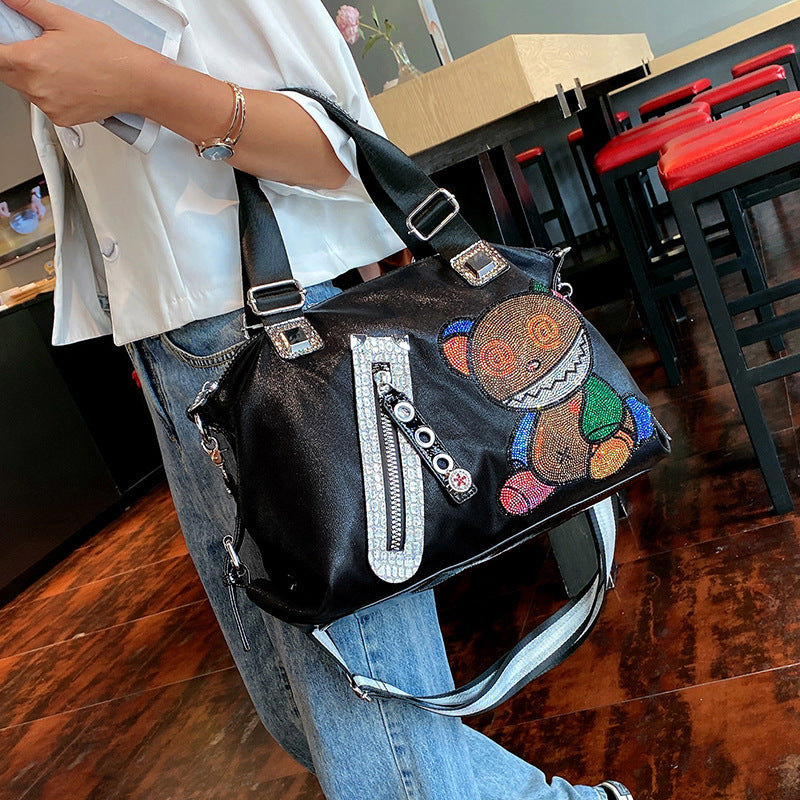 Large-capacity Soft Leather Hot Drilling Single-shoulder Diagonal Bag