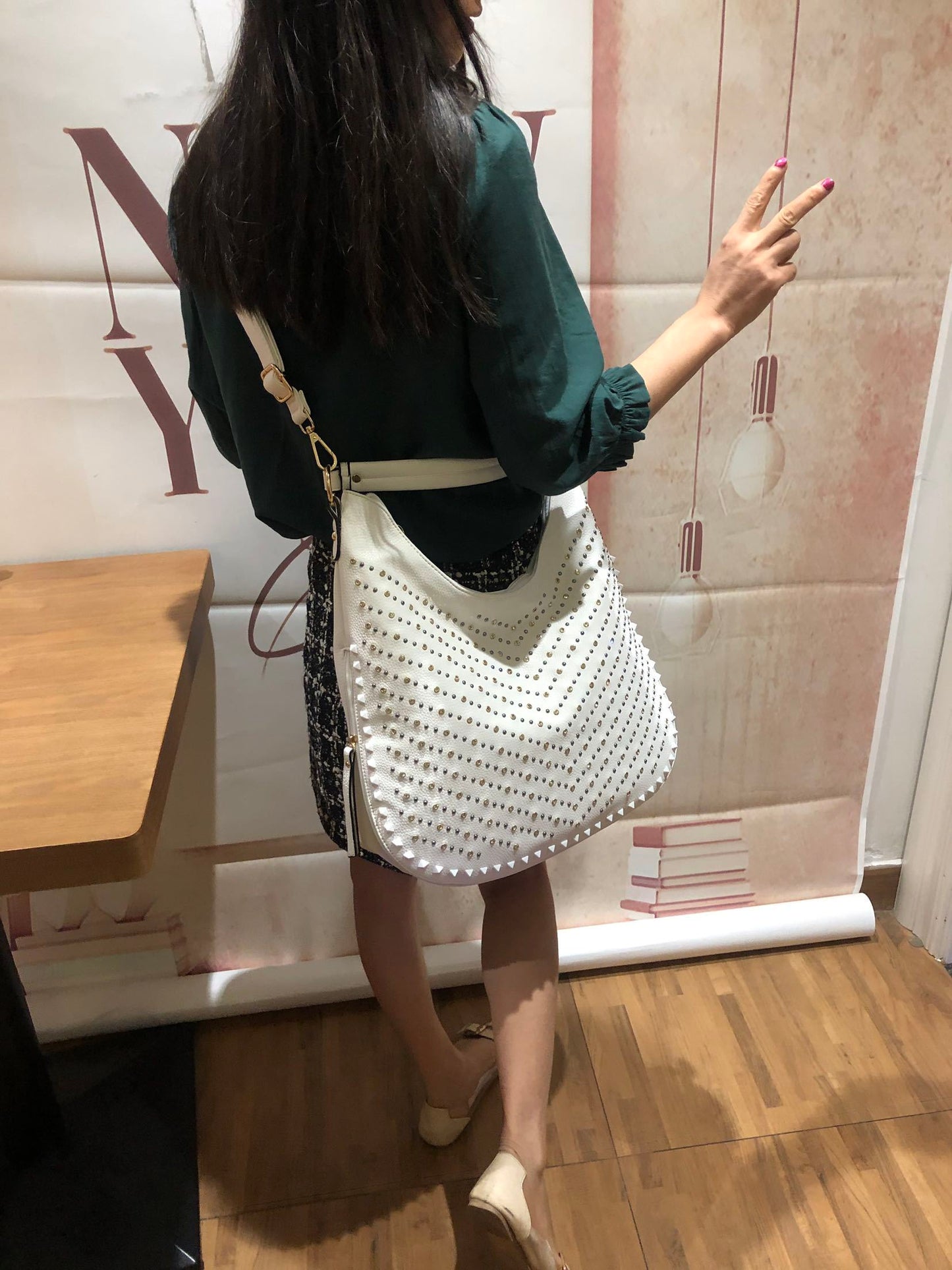 Sac messager à bandoulière simple pour femme avec diamant