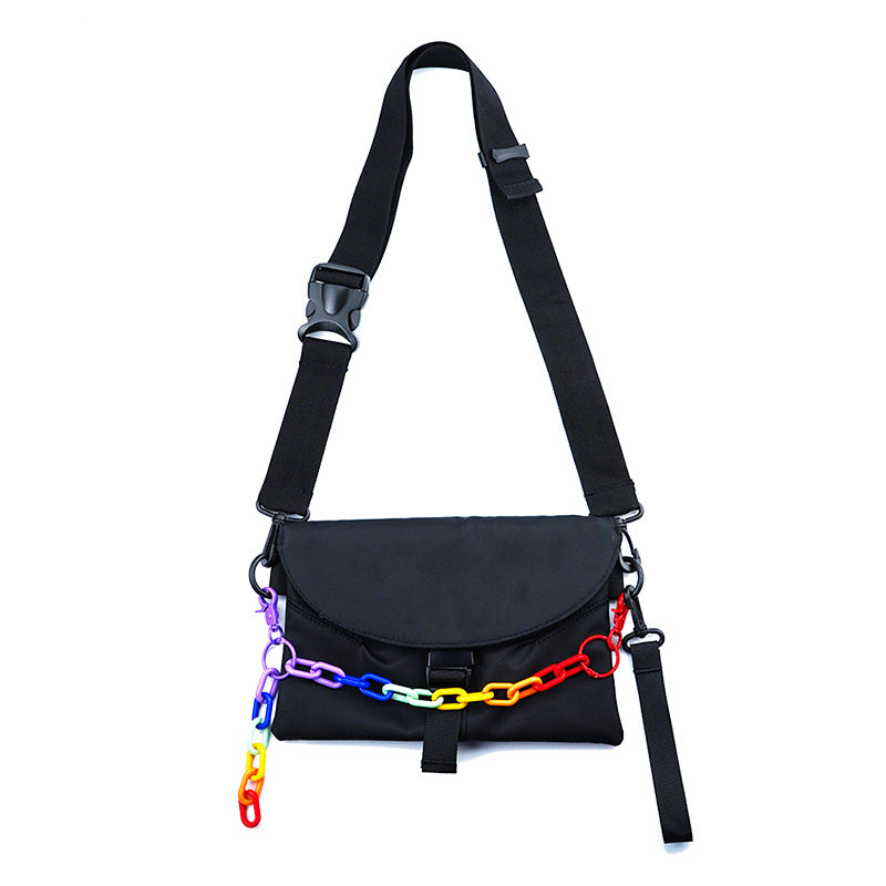 Bolso negro pequeño funcional Wind con diseño creativo y tendencia de arcoíris de seis colores