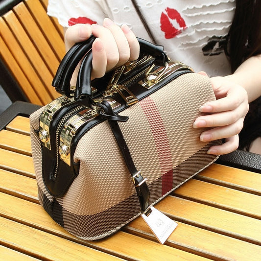 Fashion Shoulder Bag Handbag Check Stripe Bag