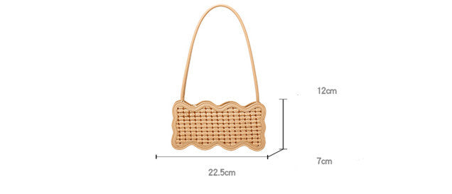 Bolso pequeño de mano tejido con un solo hombro y estampado de ondas para mujer