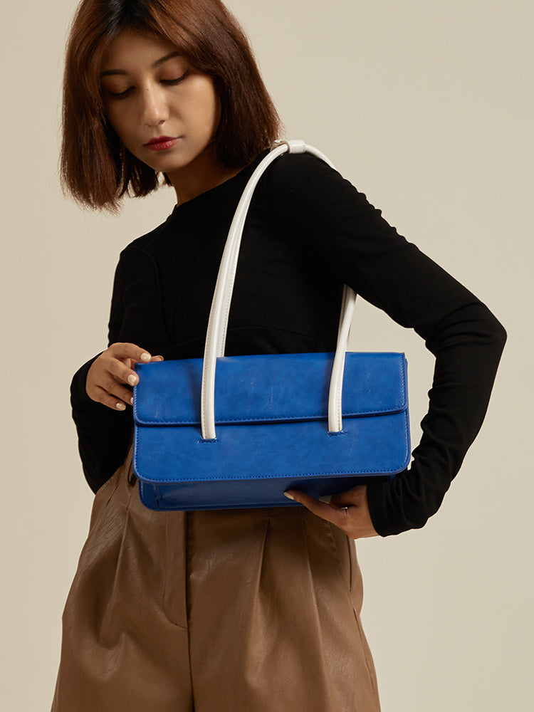 High Sense Of Klein Blue Contrast Color Handbag Women