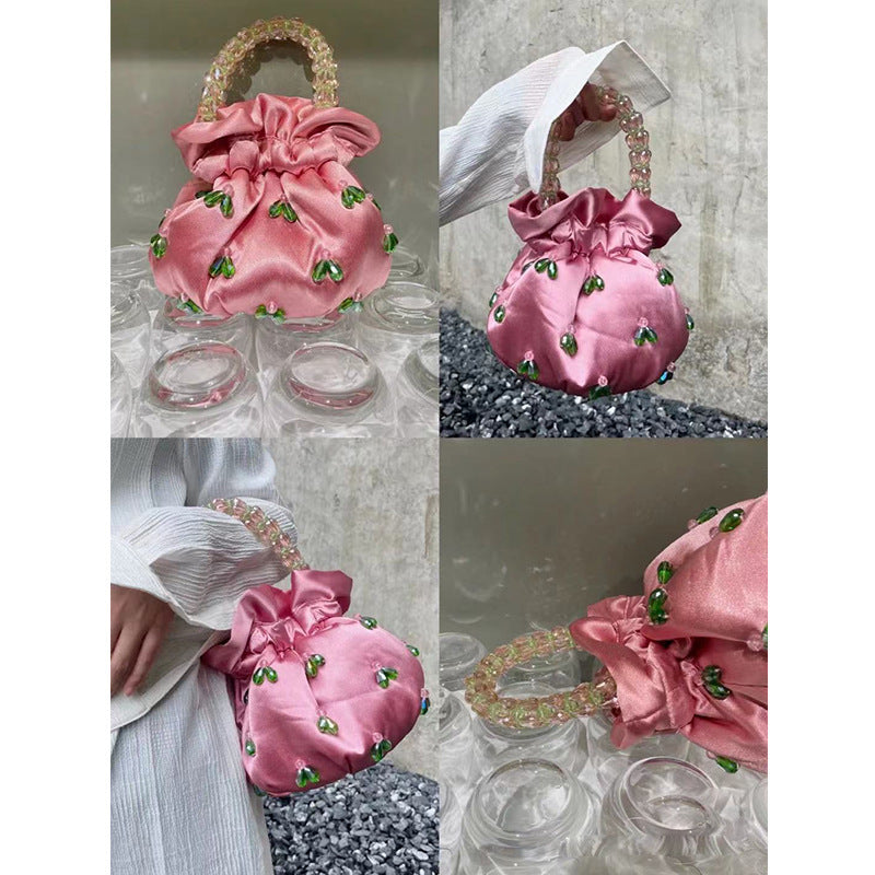 Bolso de mano de moda hecho a mano con cuentas de cristal