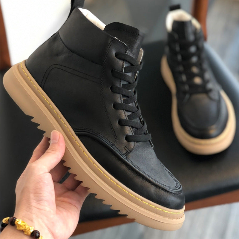 Botas altas de cuero de invierno para hombre de estilo británico